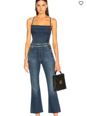 MOTHER Tie Back Hustler Ankle Fray Jumpsuit “Pardon My French” size 27